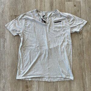 Mens Straightfaded Grey/White Stripe Short Sleeve Tshirt - XL